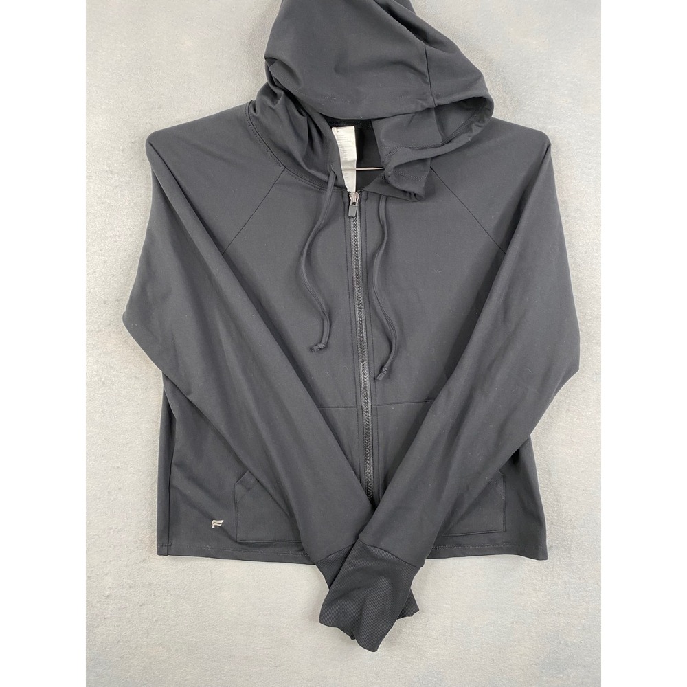 Fabletics Womens Black Full Zip Hoodie Thumbhole Activewear JT2148669-0001 Large